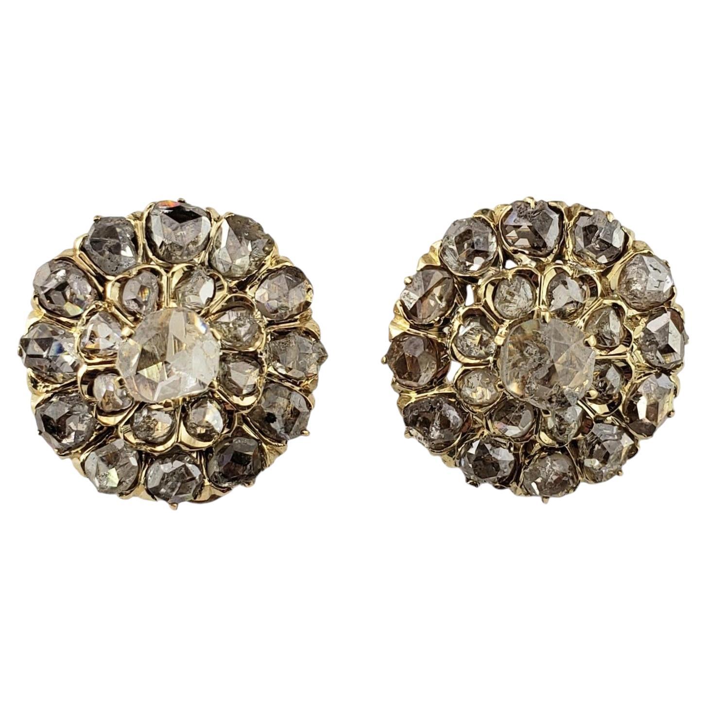 14 Karat Gelbgold und Diamant-Ohrclips im Rosenschliff #20108