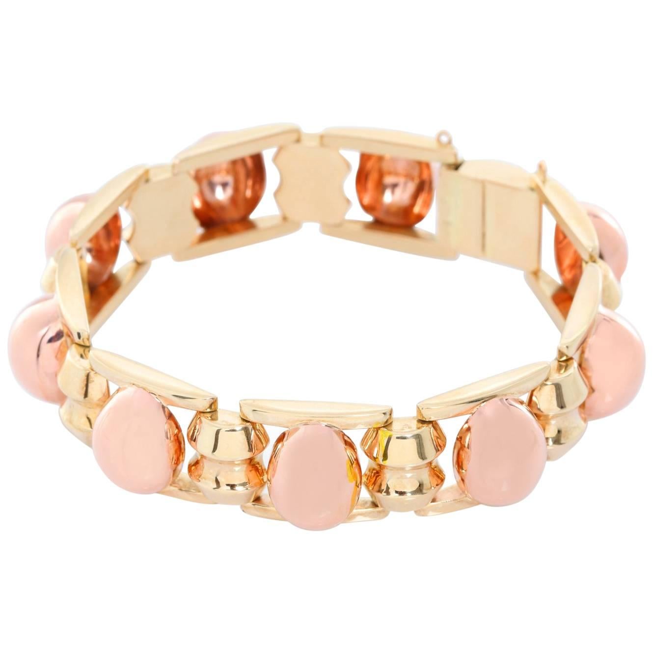 Pulsera de oro amarillo y oro rosa de 14 quilates en venta