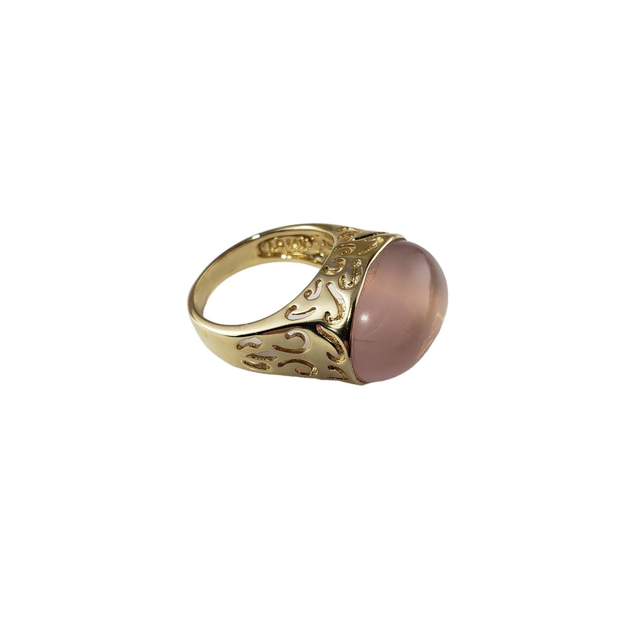 Vintage 14 Karat Yellow Gold and Rose Quartz Ring Size 7-

This lovely ring features one oval cabochon rose quartz stone (18 mm x 14 mm) set in beautifully detailed 14K yellow gold.
Height: 13 mm
Shank: 3 mm

Ring Size: 7

Weight: 5.5 dwt. / 8.7