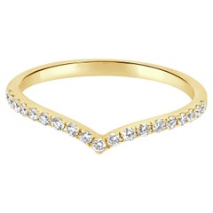 14 Karat Yellow Gold and Round Diamond Chevron Ring Guard