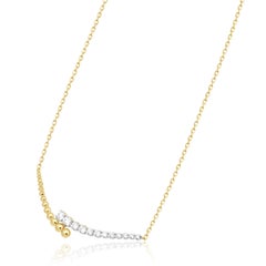 14 Karat Yellow Gold and Round Diamond Smile Centerpiece Necklace
