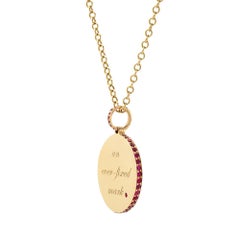 14 Karat Yellow Gold and Ruby "an Ever-Fixed Mark" Engraved Medallion on Chain
