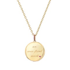 14 Karat Yellow Gold and Ruby "an Ever-Fixed Mark" Engraved Medallion on Chain