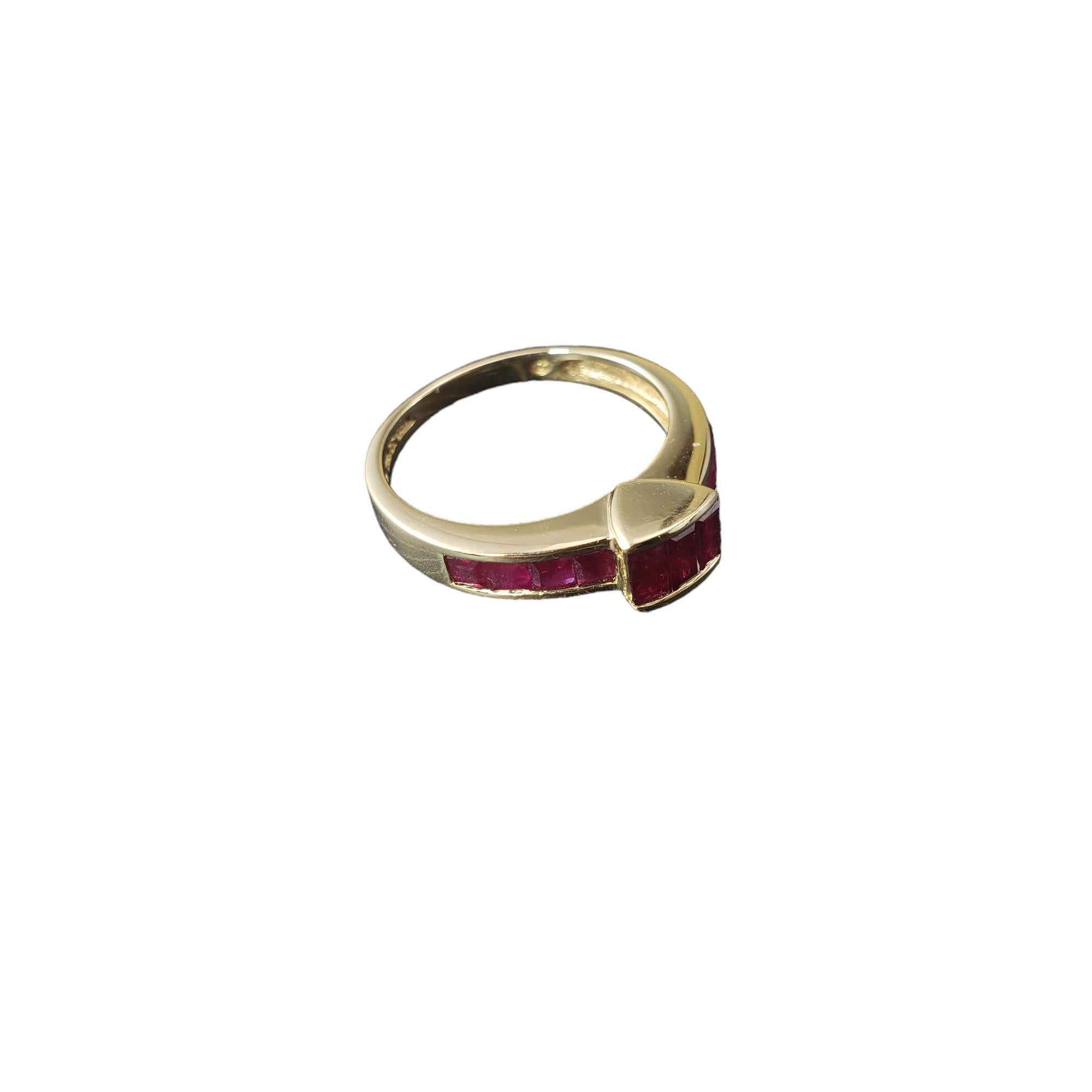 Baguette Cut 14 Karat Yellow Gold and Ruby Ring Size 6 #17969
