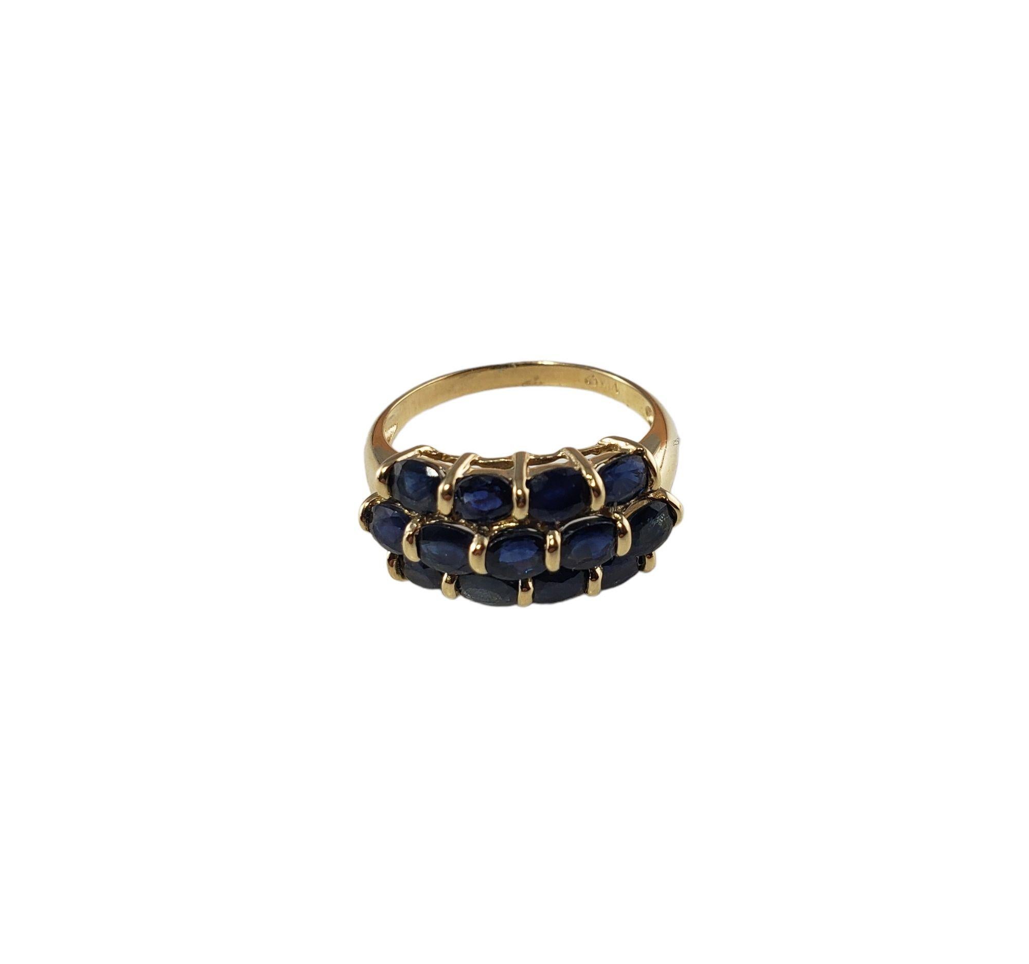 Women's 14 Karat Yellow Gold and Natural Sapphire Ring For Sale