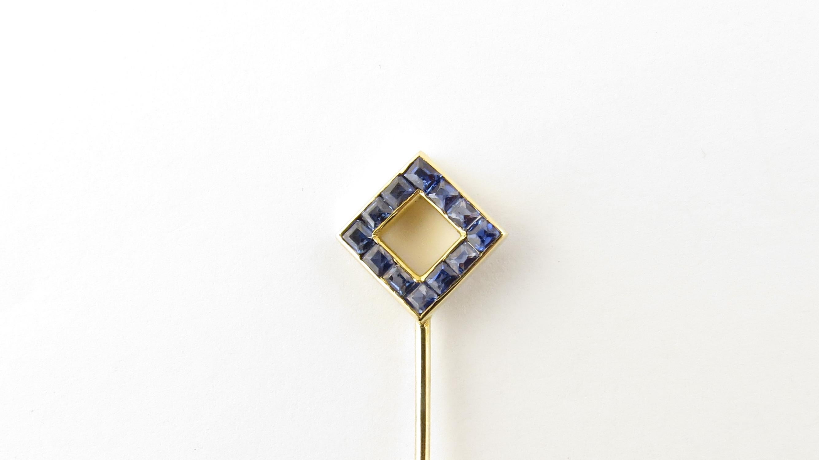 14 Karat Yellow Gold and Sapphire Stick Pin In Good Condition In Washington Depot, CT
