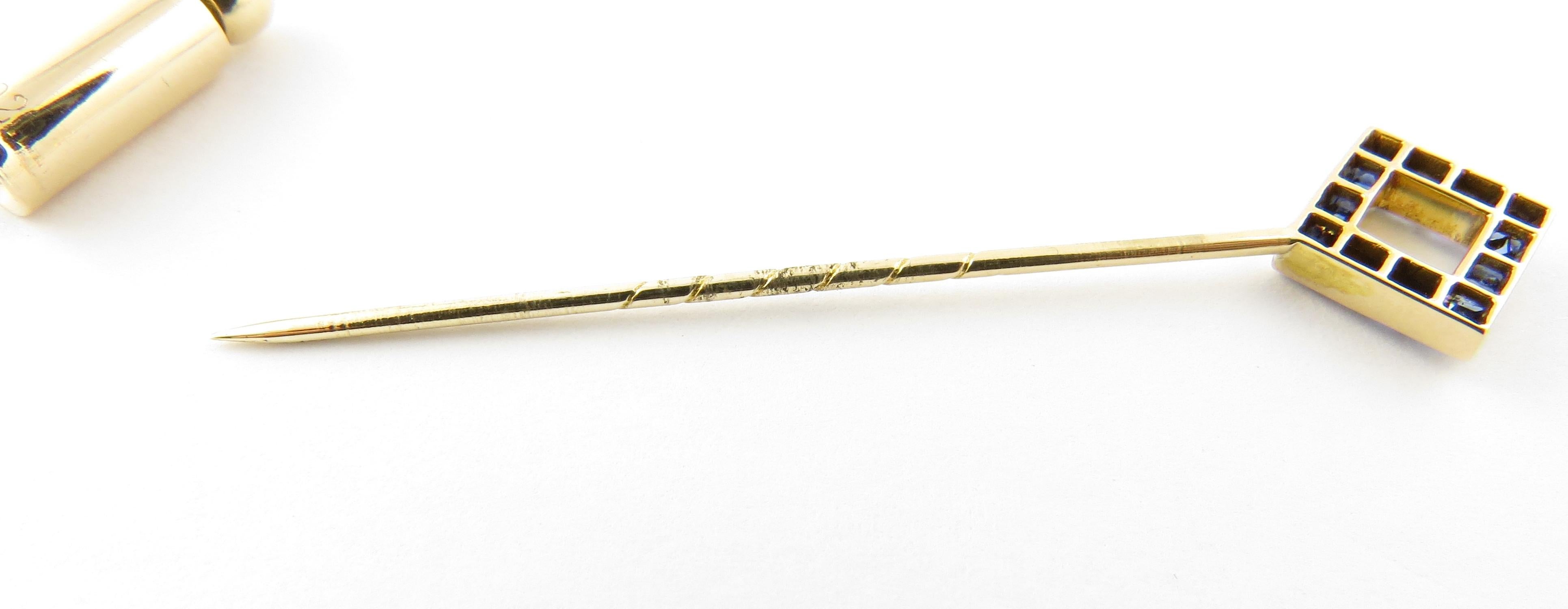 14 Karat Yellow Gold and Sapphire Stick Pin 2