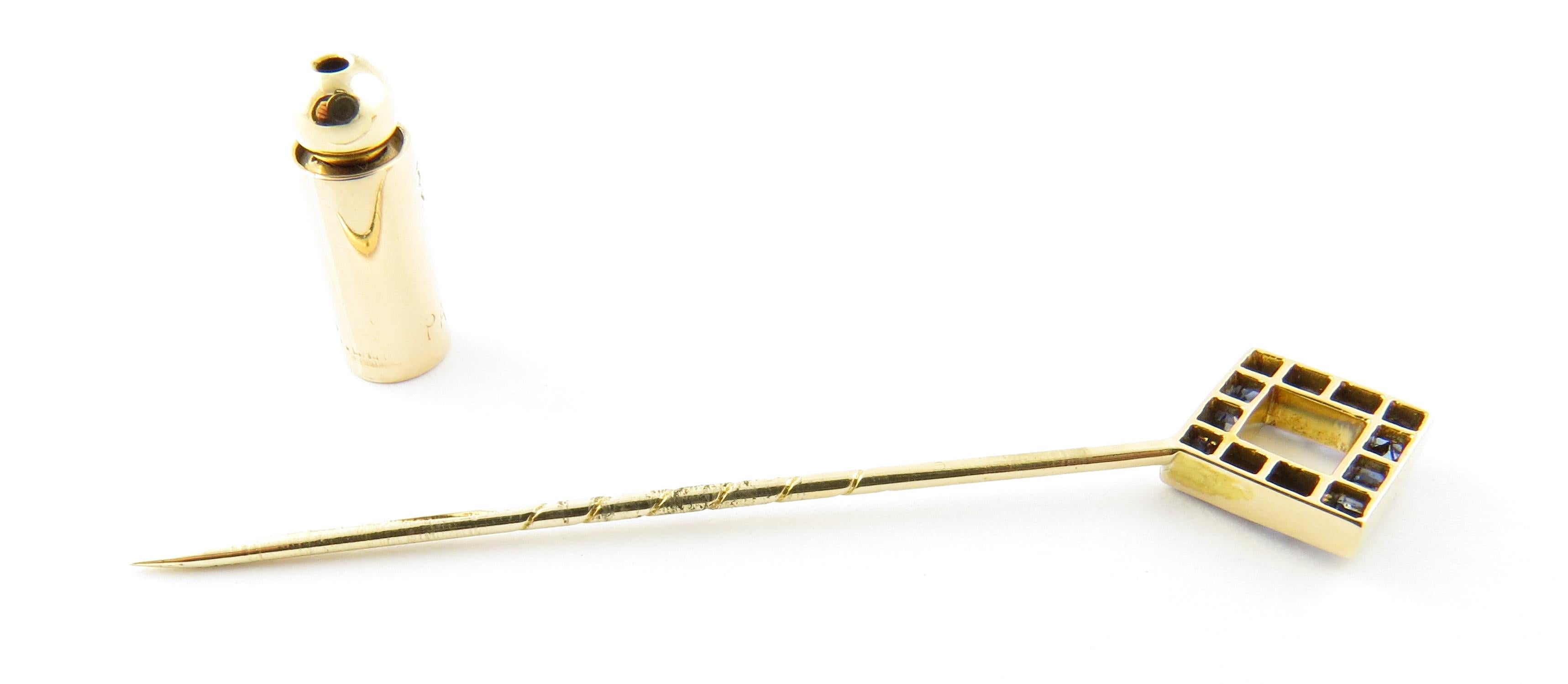 14 Karat Yellow Gold and Sapphire Stick Pin 3
