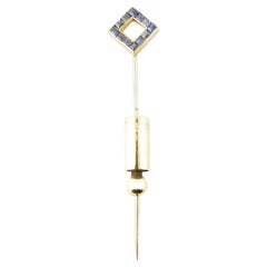 14 Karat Yellow Gold and Sapphire Stick Pin