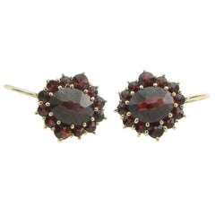 14 Karat Yellow Gold and Simulated Garnet Earrings