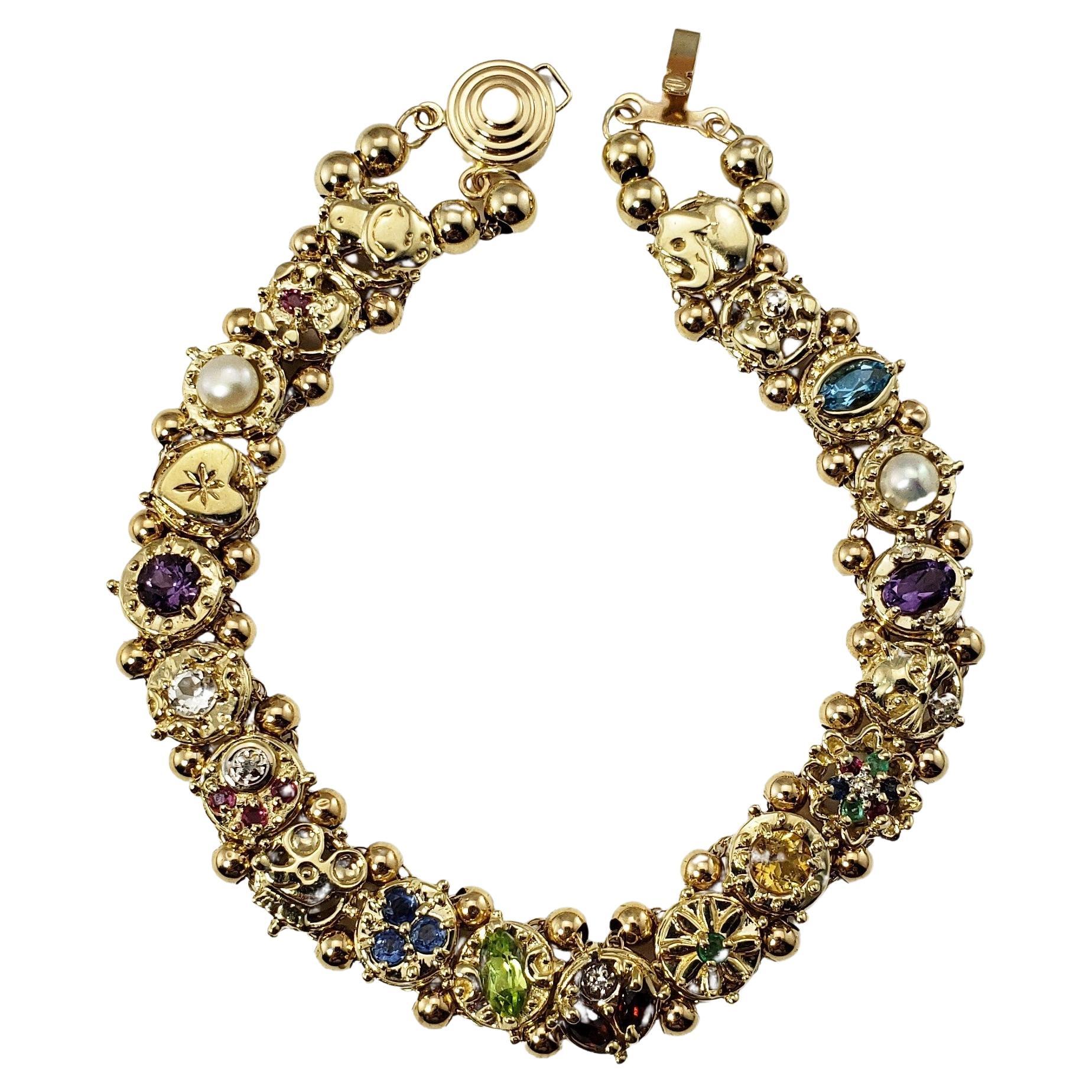 14 Karat Yellow Gold Bracelet with Mexican Peso Charm For Sale at 