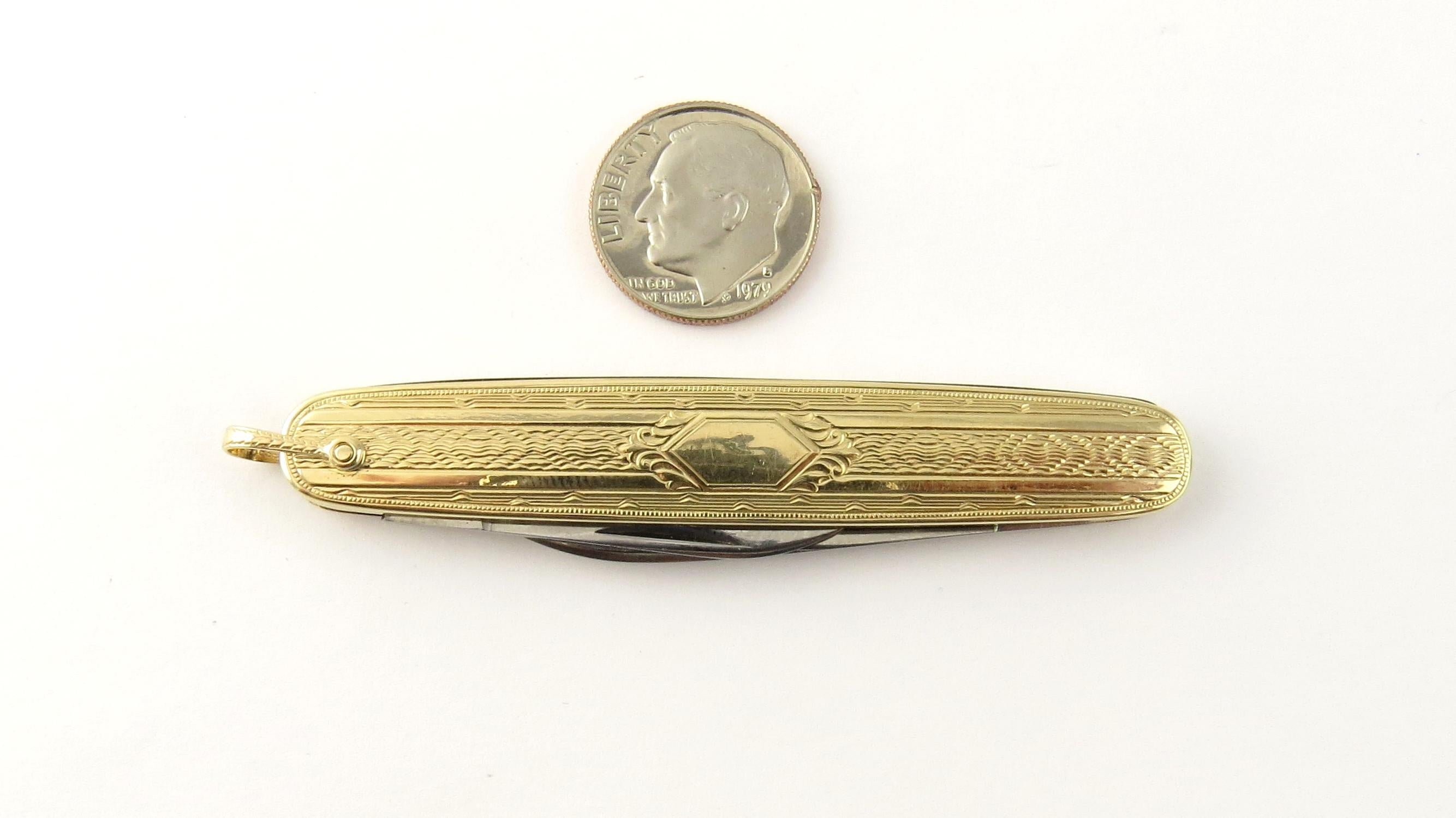 14 Karat Yellow Gold and Stainless Steel Pocket Knife 1