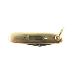 Vintage 14 Karat Yellow Gold and Stainless Steel Pocket Knife