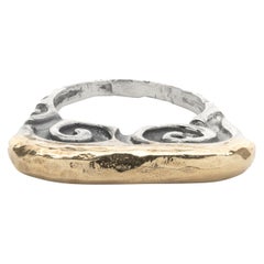 14 Karat Gelbgold und Sterlingsilber Schnörkelband