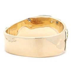 14 Karat Yellow Gold and Sterling Silver Victorian Rose Cut Diamond Bangle Brace