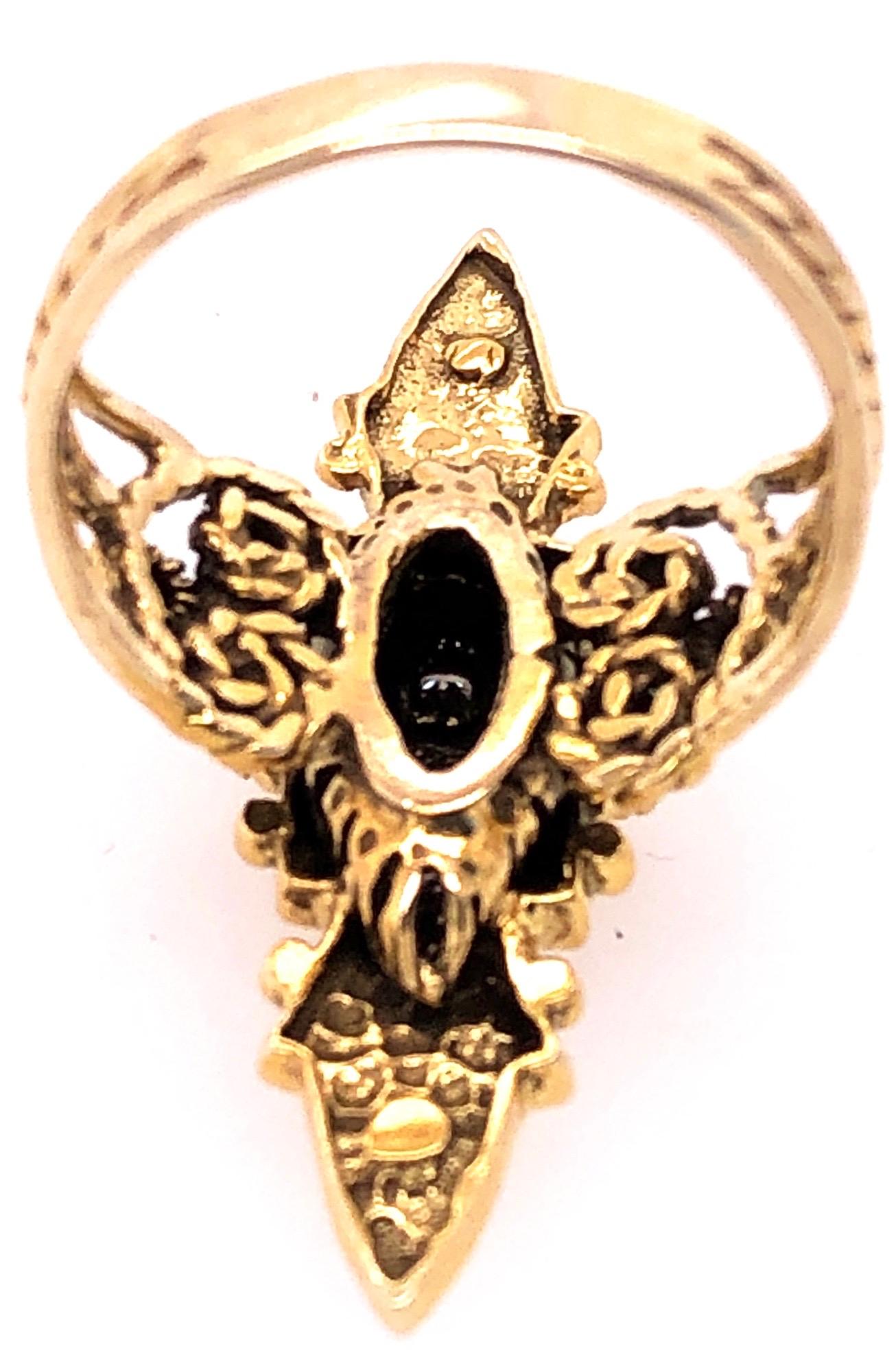 Contemporary 14 Karat Yellow Gold and Three Diamond Freeform Ring For Sale