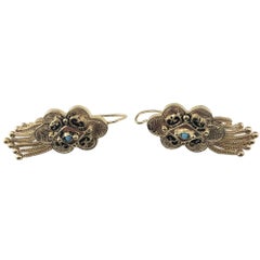 14 Karat Gelbgold und Türkis-Ohrhänger #21416