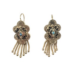 14 Karat Yellow Gold and Turquoise Dangle Earrings #21416