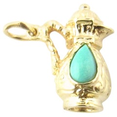 Vintage 14 Karat Yellow Gold and Turquoise Pitcher Charm