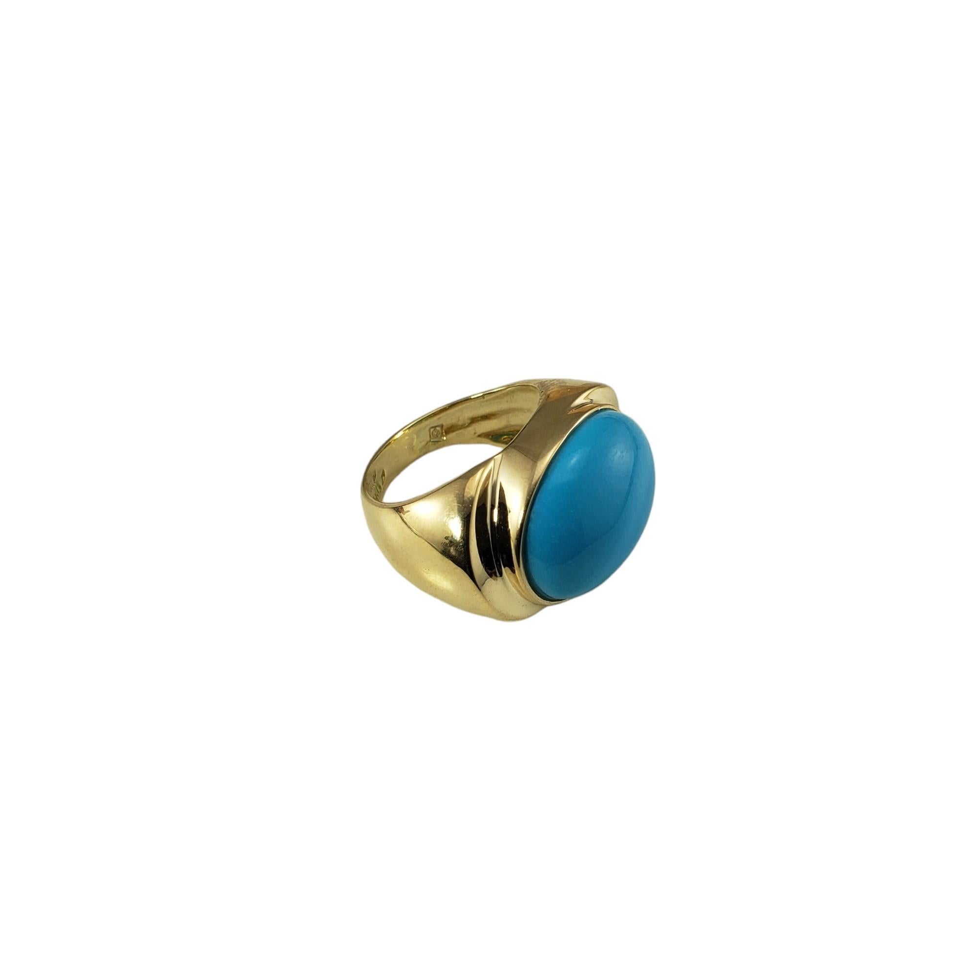 Cabochon 14 Karat Yellow Gold and Turquoise Ring Size 5 #16732 For Sale