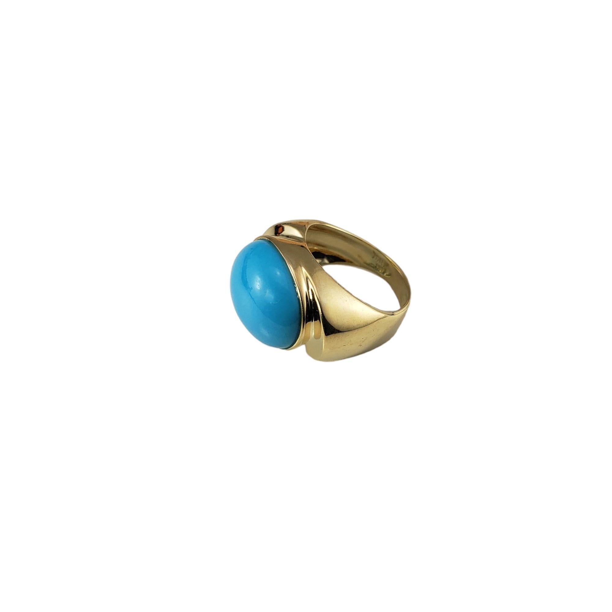 14 Karat Yellow Gold and Turquoise Ring Size 5 #16732 In Good Condition For Sale In Washington Depot, CT