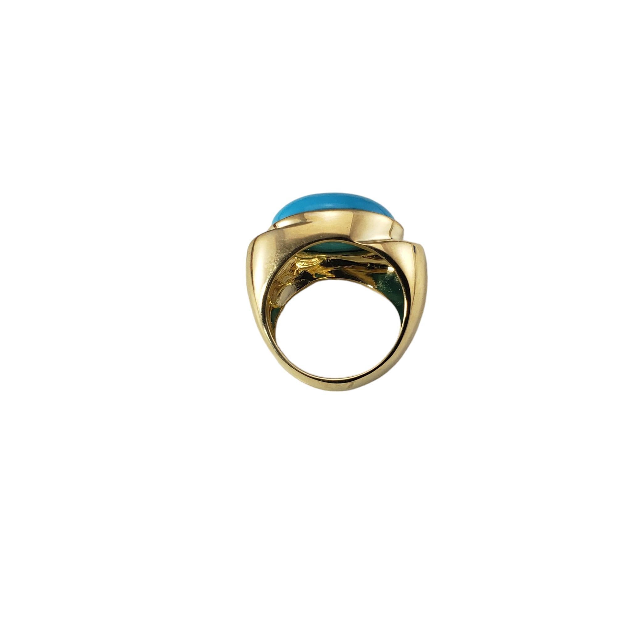 Women's 14 Karat Yellow Gold and Turquoise Ring Size 5 #16732 For Sale