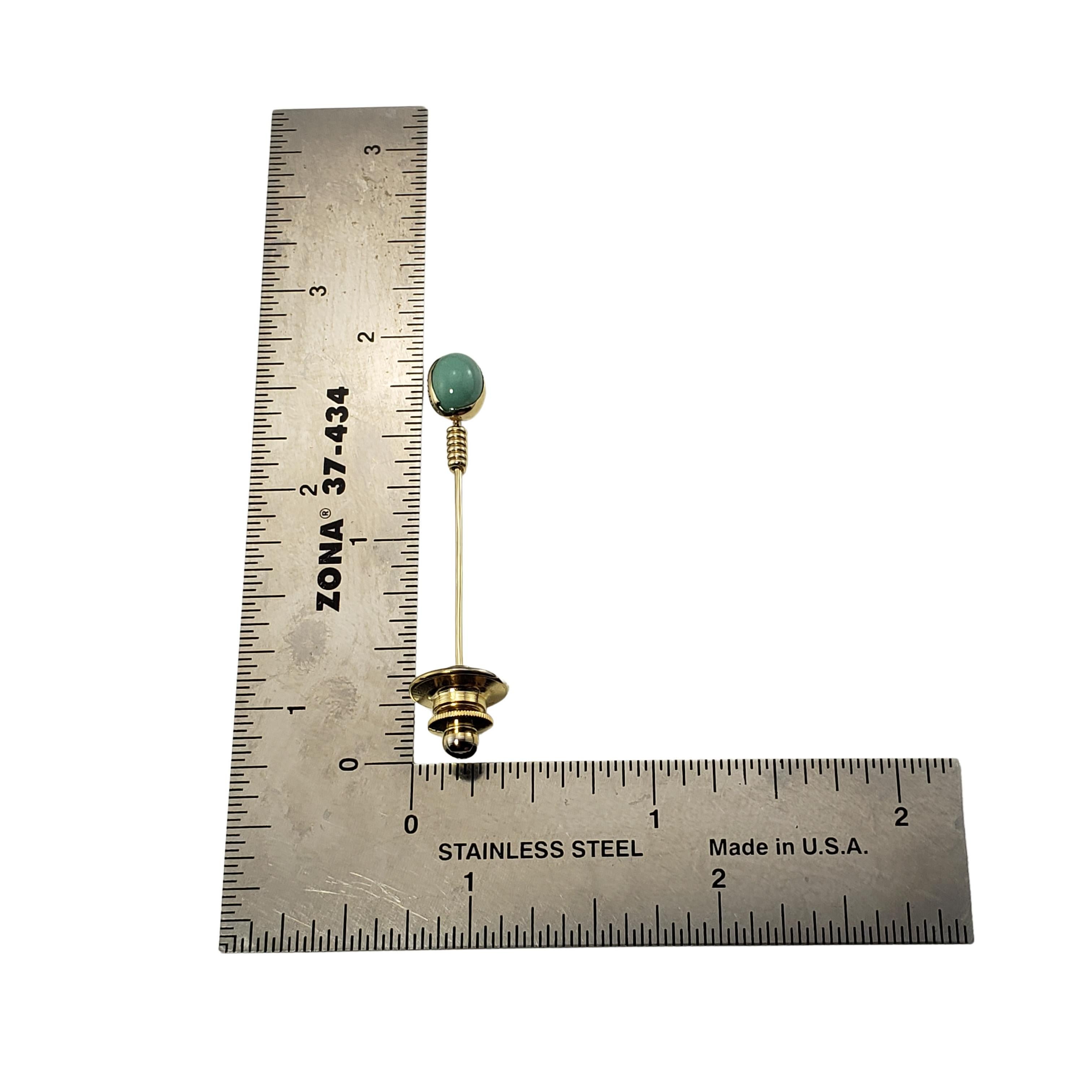 14 Karat Yellow Gold and Turquoise Stick Pin In Good Condition In Washington Depot, CT