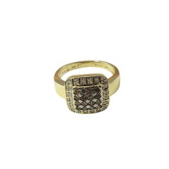 14 Karat Yellow Gold and White and Chocolate Diamond Ring
