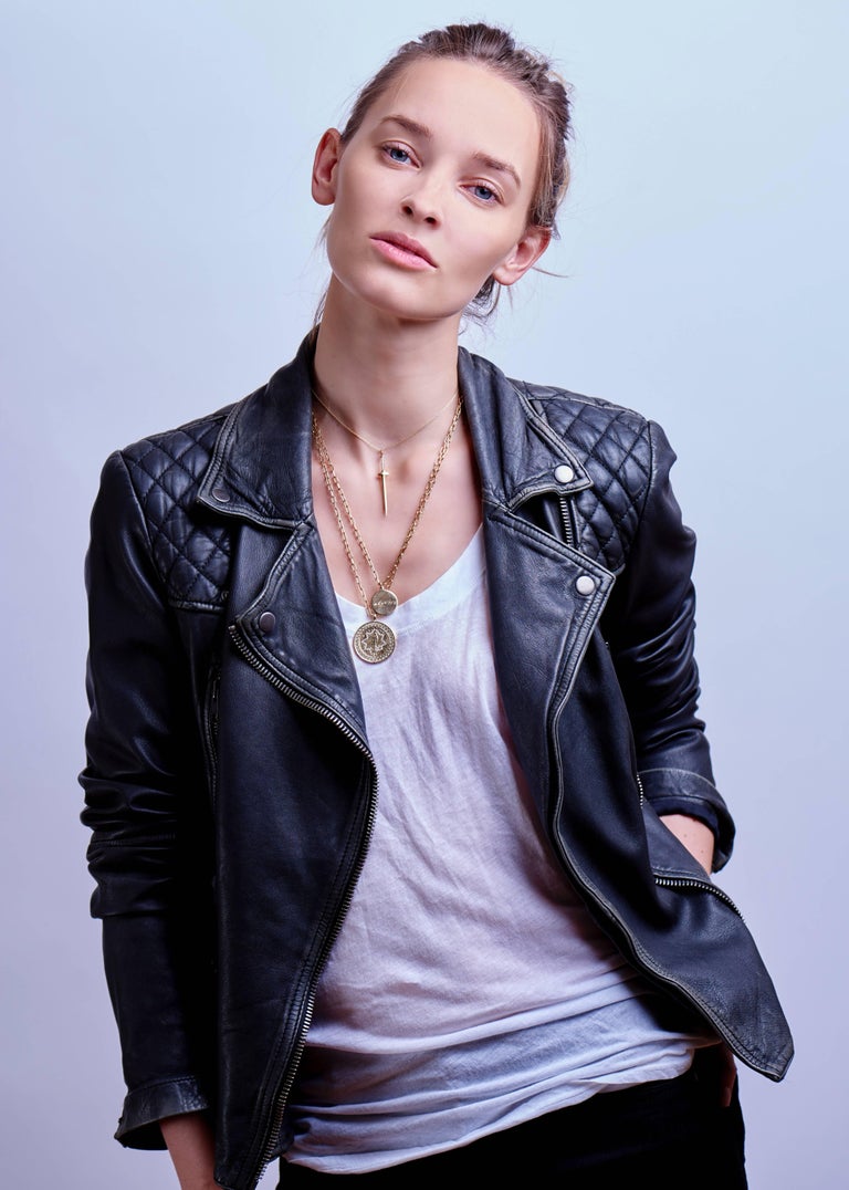 14 Karat Yellow Gold and White Diamond Large Dagger Pendant For Sale at ...