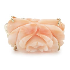 Anello Fiore di corallo pelle d'angelo in oro giallo 14 carati
