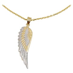 14 Karat Yellow Gold Angel Wing Feather Pendant Fashion Charm Gift for Her