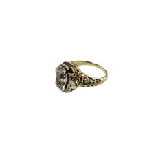 14 Karat Yellow Gold Aquamarine and Diamond Ring #13716
