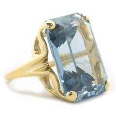 14 Karat Yellow Gold Aqua Spinel Ring