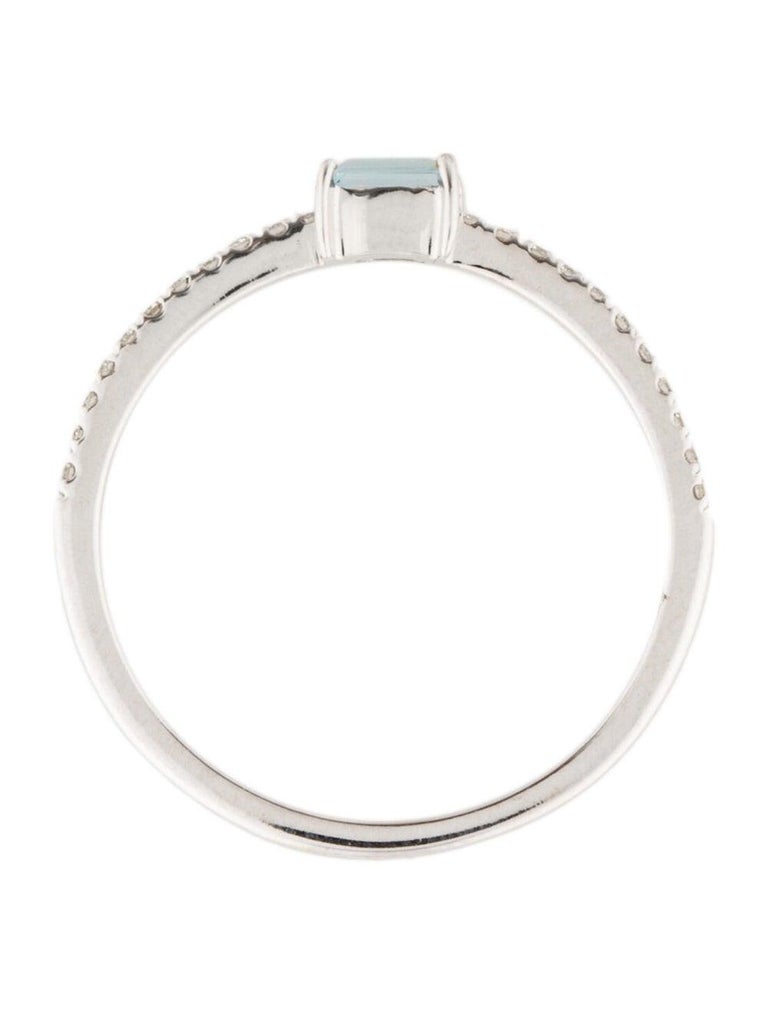 14 Karat Yellow Gold Aquamarine Stackable Birthstone Ring, March