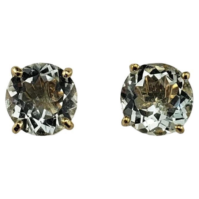 14 Karat Yellow Gold Aquamarine Stud Earrings #18395