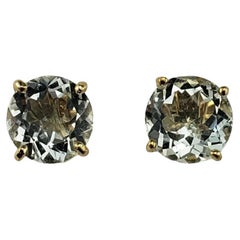 14 Karat Yellow Gold Aquamarine Stud Earrings #18395