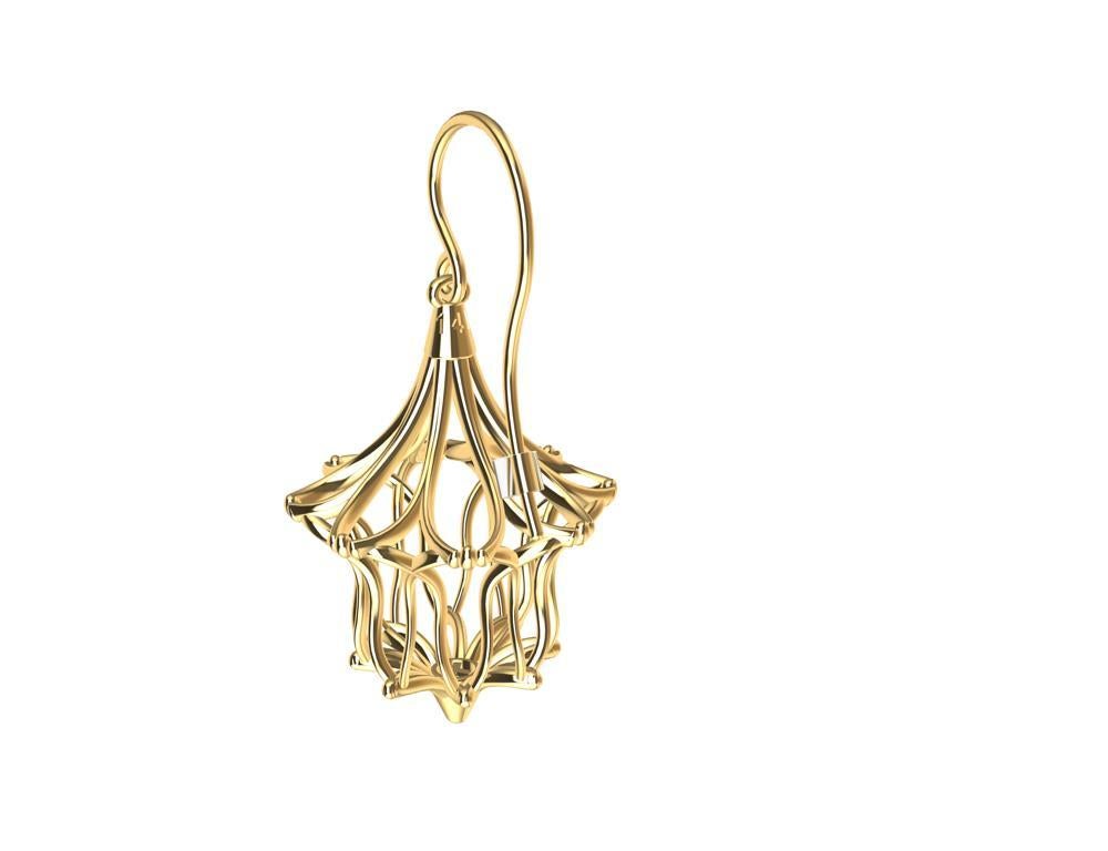 14 Karat Yellow Gold Arabesque Dangle Earrings In New Condition For Sale In New York, NY