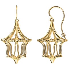 14 Karat Yellow Gold Arabesque Dangle Earrings