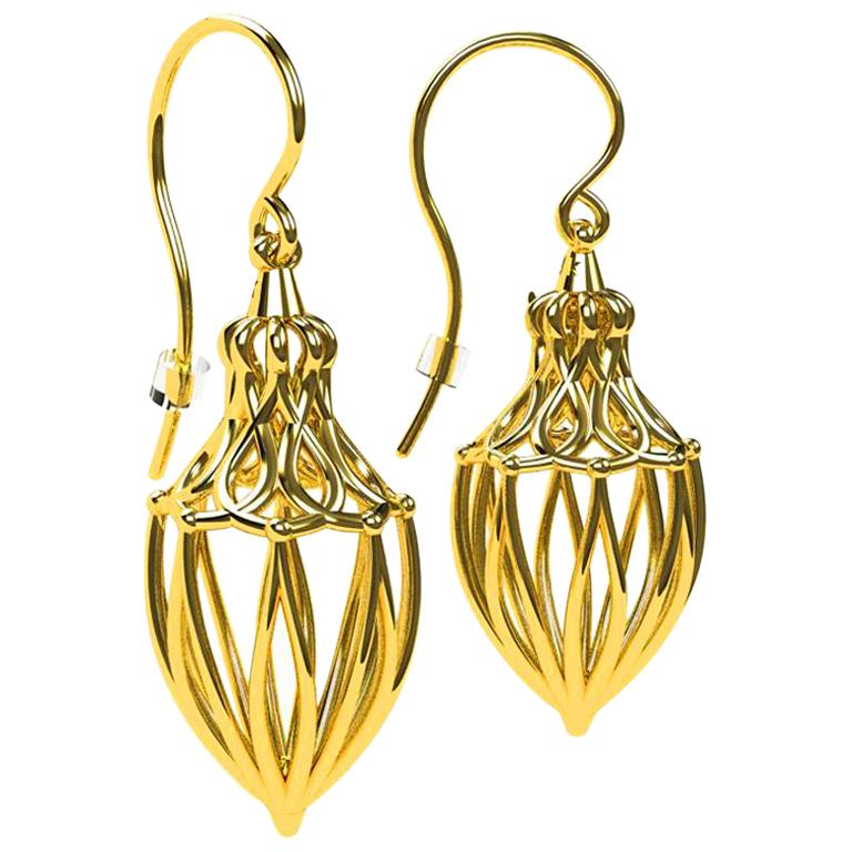 Pendientes Colgantes Arabescos de Oro Amarillo de 14 Kilates