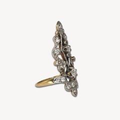 14 Karat Yellow Gold Art Deco 1.0 Carat Diamond Women's Rare Long Ring
