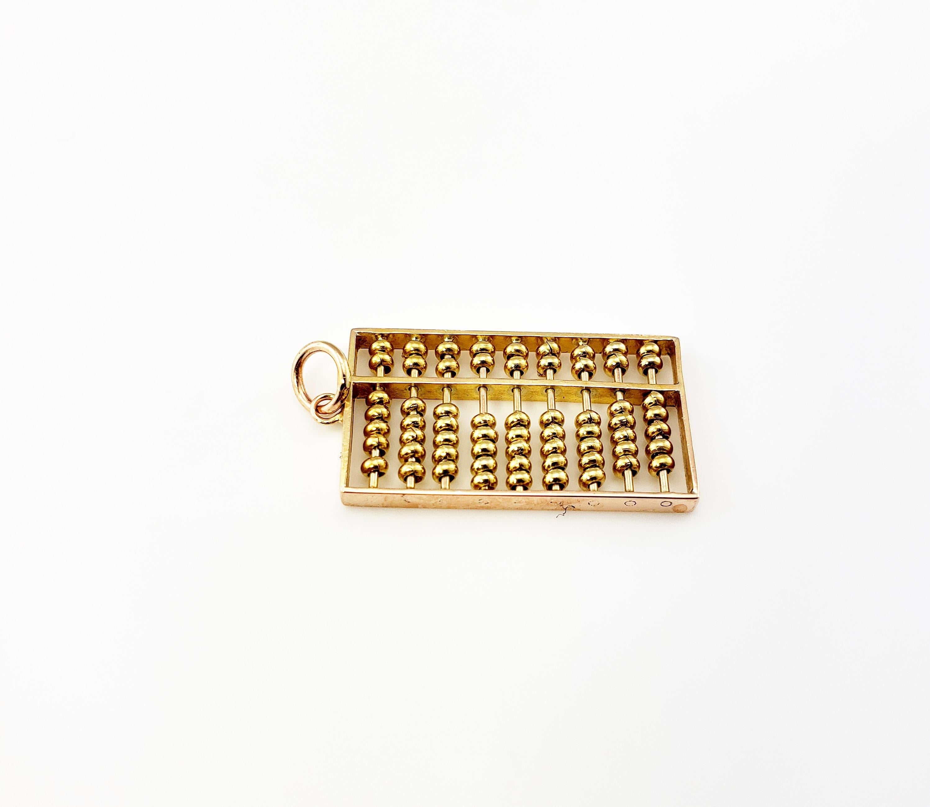 14 Karat Yellow Gold Articulated Abacus Charm In Good Condition In Washington Depot, CT