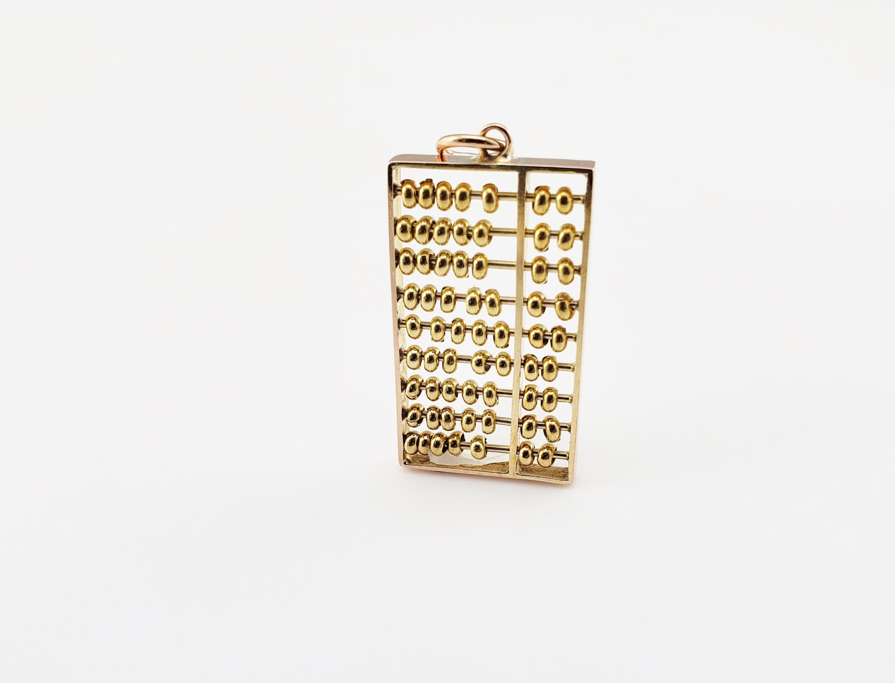 14 Karat Yellow Gold Articulated Abacus Charm 1