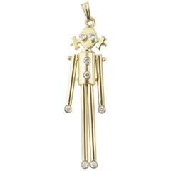 14 Karat Yellow Gold Articulated Diamond Girl Pendant