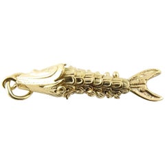 Vintage 14 Karat Yellow Gold Articulated Fish Charm