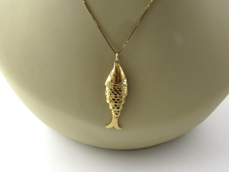 14 Karat Yellow Gold Articulated Fish Pendant at 1stDibs