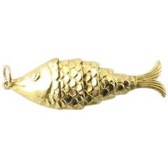 Vintage 14 Karat Yellow Gold Articulated Fish Pendant