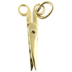 Vintage 14 Karat Yellow Gold Articulated Scissors Charm