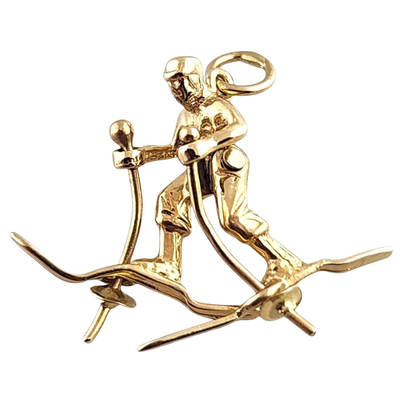 14 Karat Yellow Gold Articulated Skier Charm #19320