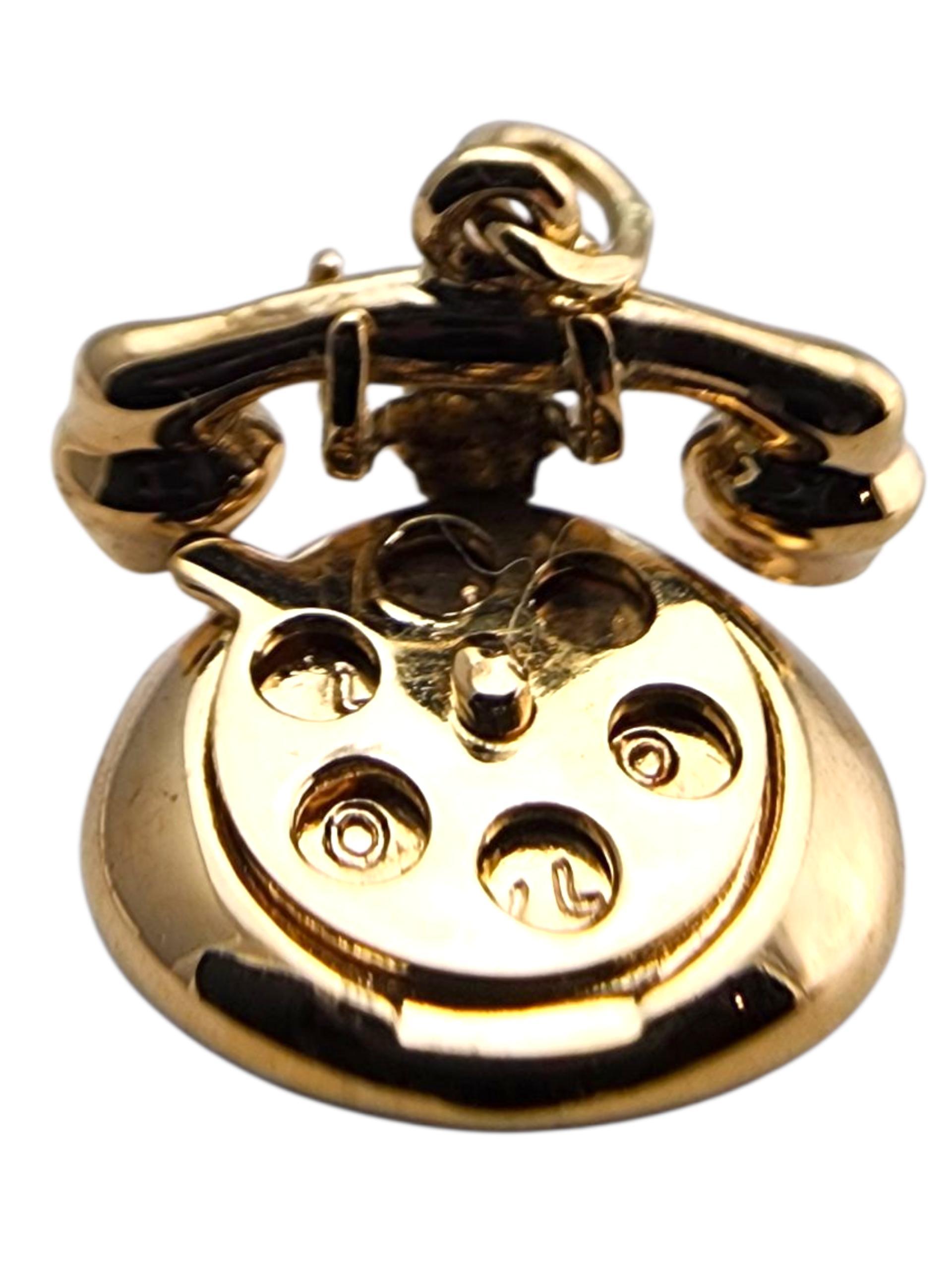14 Karat Yellow Gold Articulating "Hello - I Love You" Rotary Phone Charm #23927