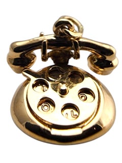 14 Karat Yellow Gold Articulating "Hello - I Love You" Rotary Phone Charm #23927